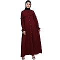 Front open classic frill abaya- Maroon